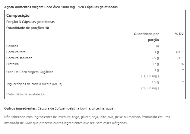 VIRGIN COCONUT OIL ORGANIC (ÓLEO DE COCO VIRGEM)