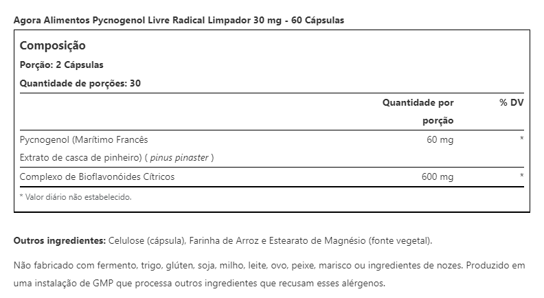 PYCNOGENOL® (60 CÁPSULAS VEGETAIS)