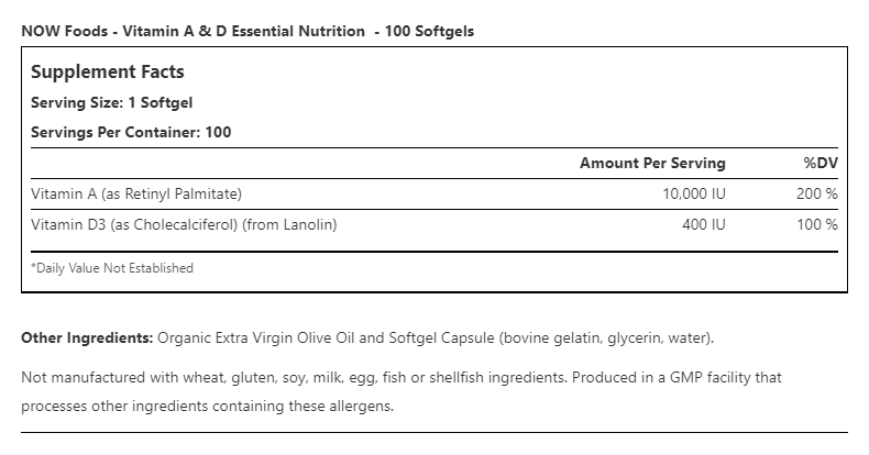 VITAMIN A&D 10,000/400 U.I.