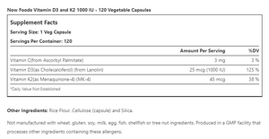 VITAMIN D-3 1000 U.I. + VITAMIN K2 (45 MCG) + VITAMIN C