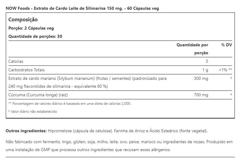 SILYMARIN - MILK THISTLE EXTRACT (CARDO MARIANO E CURCUMA) 60 CAPS