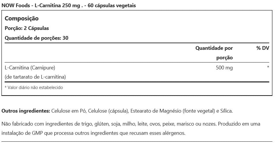 L- CARNITINE TARTRATE 250 MG (L-CARNIPURE™)